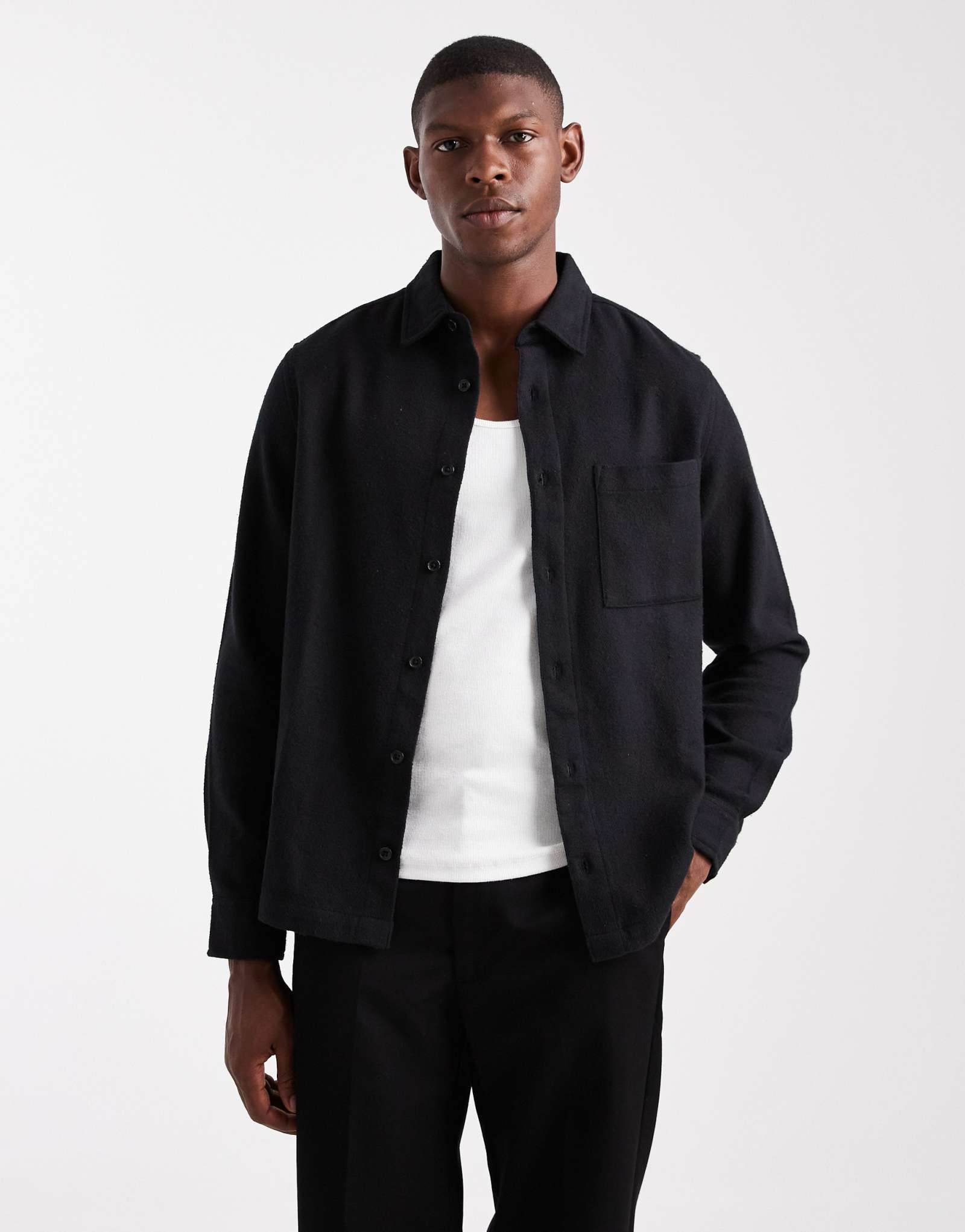 Фланелевая верхняя рубашка ASOS DESIGN в винтажном стиле черного цвета