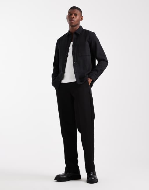 ASOS DESIGN vintage look flannel overshirt in black