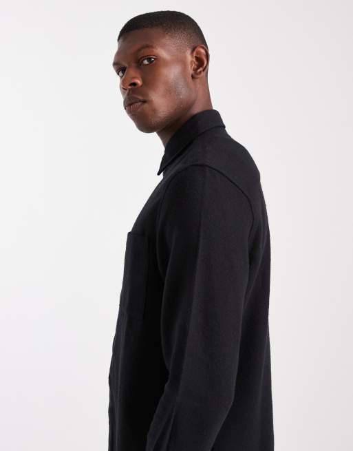 ASOS DESIGN vintage look flannel overshirt in black