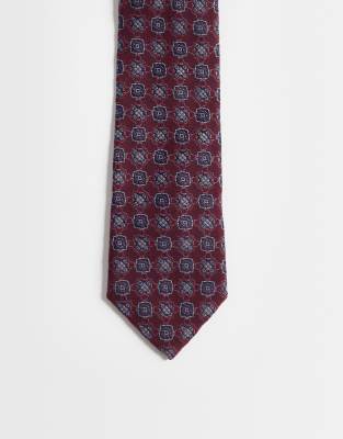 Asos Design Vintage Pattern Tie In Brown