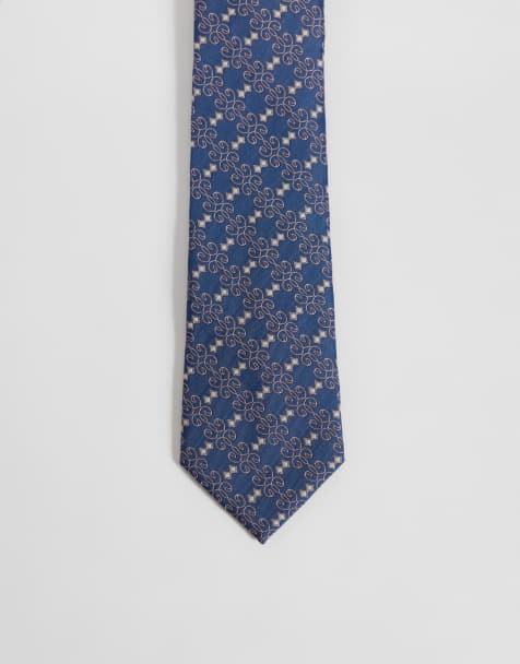 ASOS DESIGN vintage pattern tie in navy - view 1