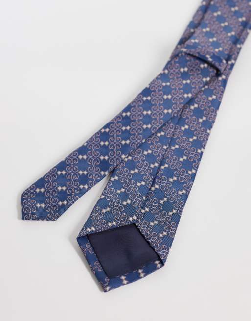 ASOS DESIGN vintage pattern tie in navy, 3 of 3