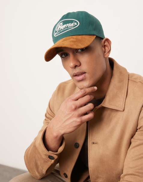 ASOS DESIGN - Vintage preppy pet met varsity pasvorm in groen met contrasterende klep van imitatiesuède - view 1