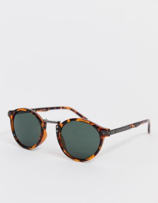 ASOS DESIGN - Sonnenbrille mit runden Gläsern im Vintage-Stil - Braun