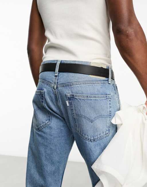 ASOS DESIGN - Vintage-sort læderbælte med spænde i poleret sølvfarve, 3 af 4