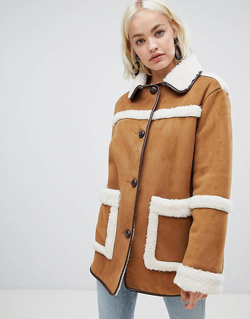 ASOS DESIGN vintage style borg jacket