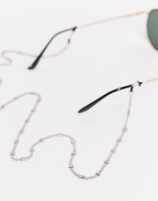 ASOS DESIGN vintage sunglasses chain in silver tone