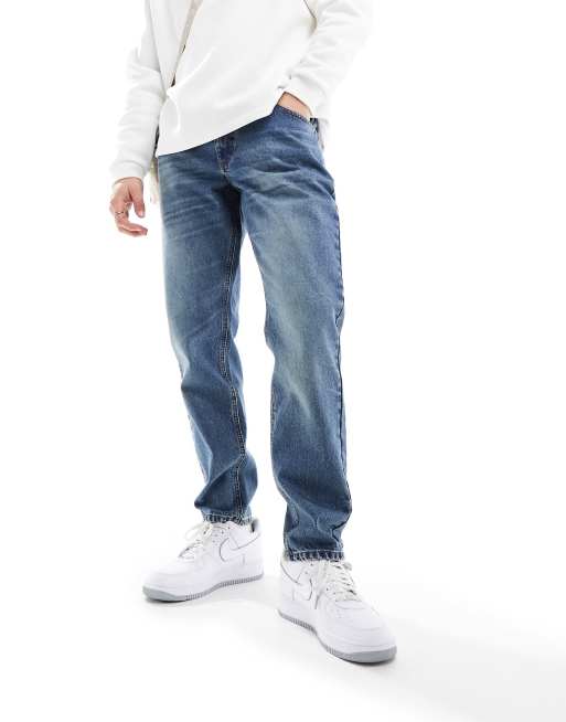 ASOS DESIGN vintage tapered jeans in tinted dark wash blue