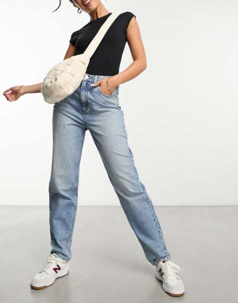 ASOS DESIGN – Vintageblå, avslappnade mom jeans med hög midja - view 1