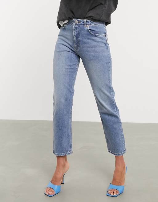ASOS DESIGN – Vintageblå stretchjeans med raka ben och hög midja, 4 av 4