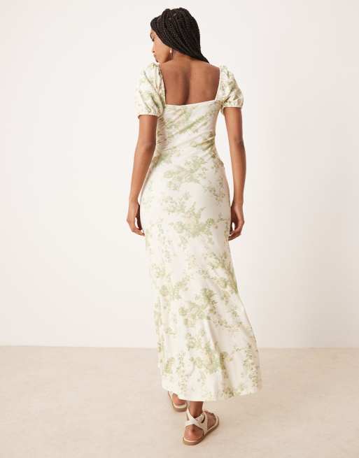 ASOS DESIGN – Vintageblommig tea-klänning i midilängd med krage och puffärmar, 4 av 4