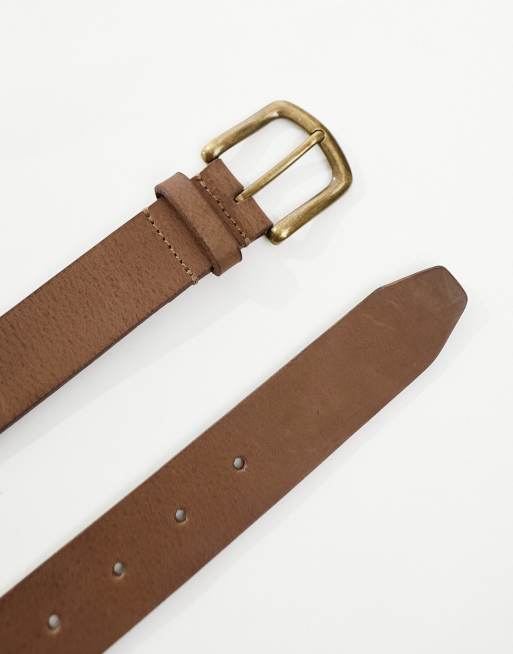 ASOS DESIGN – Vintagebrunt bälte i läder med borstat guldspänne, 4 av 4
