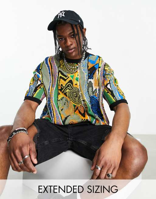 ASOS DESIGN – Vintagemönstrad, stickad t-shirt