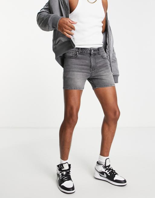 ASOS DESIGN – Vintagesvarta skinny jeansshorts i kortare längd