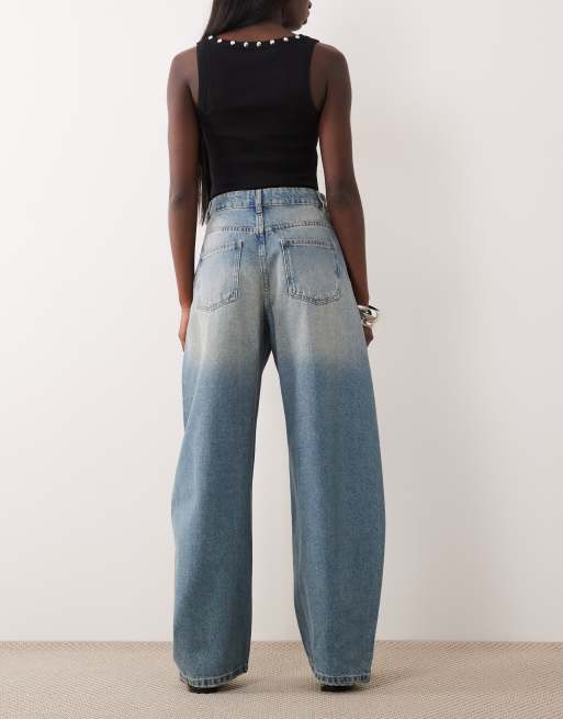 ASOS DESIGN – Vintagetvättade jeans med barrelben och dekorativ söm, 2 av 5