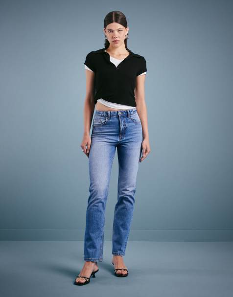 ASOS DESIGN – Vintagetvättade, smala och raka jeans med hög midja - view 1