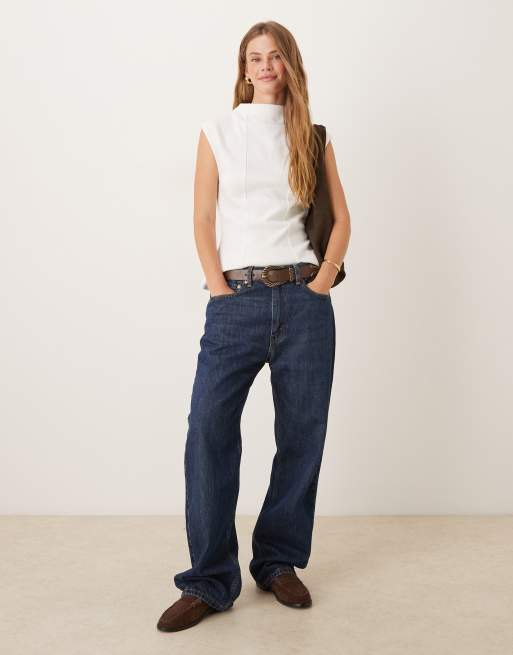 ASOS DESIGN – Vintervitt, supermjukt linne i peplum-modell med båtringning och dekorativ söm, 3 av 4