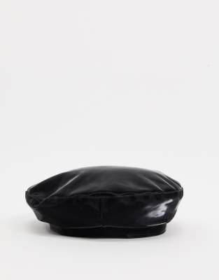 ASOS DESIGN vinyl beret in black - ASOS Price Checker