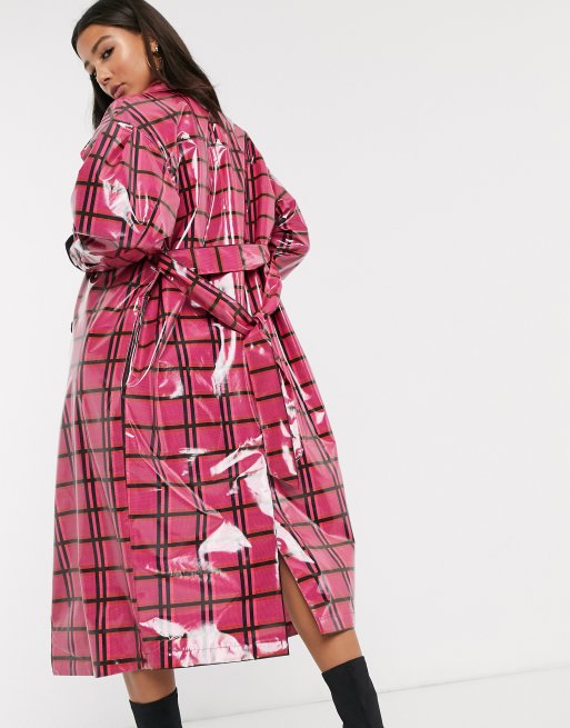 Asos design trench coat in 2024 red check