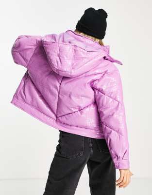 Vinyl crop hot sale puffer jacket