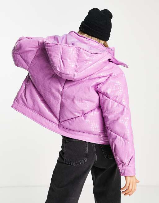 Vinyl cropped puffer on sale jacket