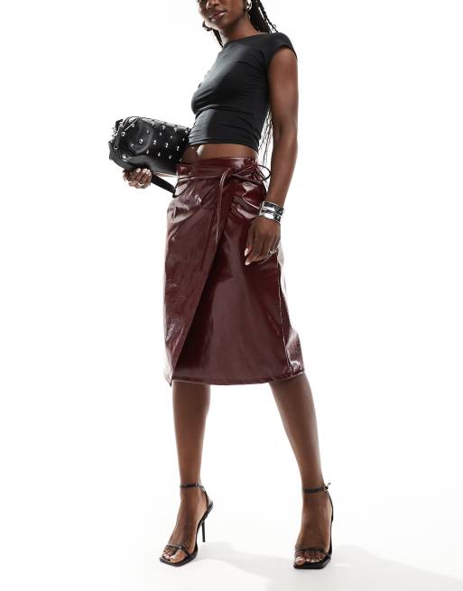 Burgundy vinyl skirt best sale