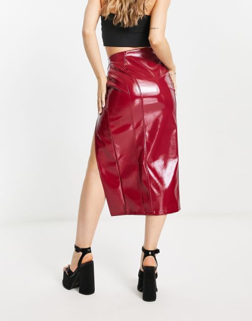 Leather midi cheap skirt asos