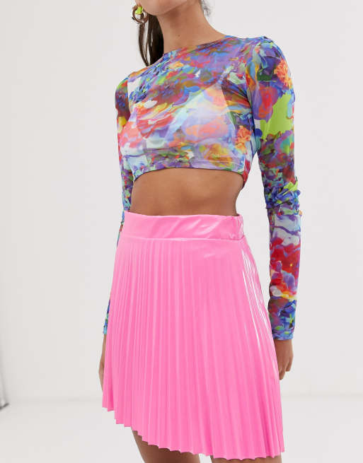 ASOS DESIGN vinyl pleated mini skirt