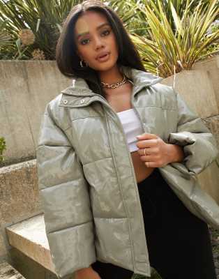 ASOS DESIGN puffer jacket in silver