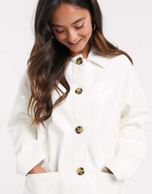 ASOS DESIGN - Vinyl shacket in crème, 3 van 4