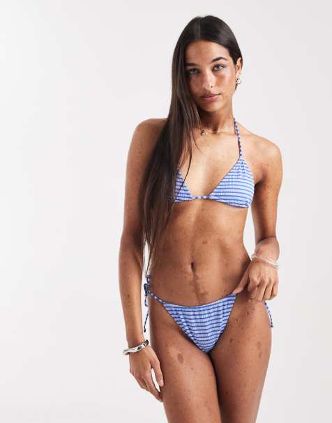ASOS DESIGN – Violet – Bikini mit blauen Streifen - view 1