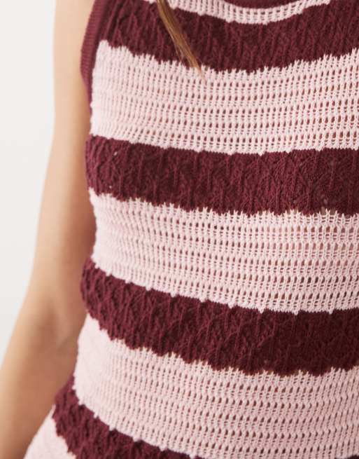 ASOS DESIGN virkad stickad randig miniklänning, 4 av 4
