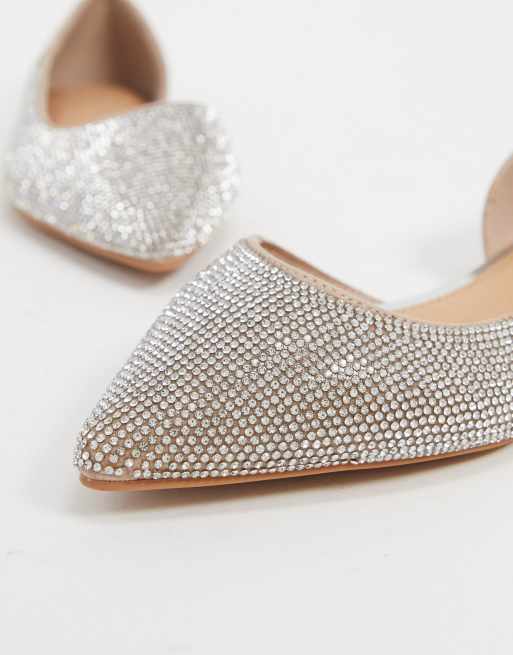 ASOS DESIGN - Virtue d'orsay - Ballerina pianta larga a punta con strass , 3 di 4