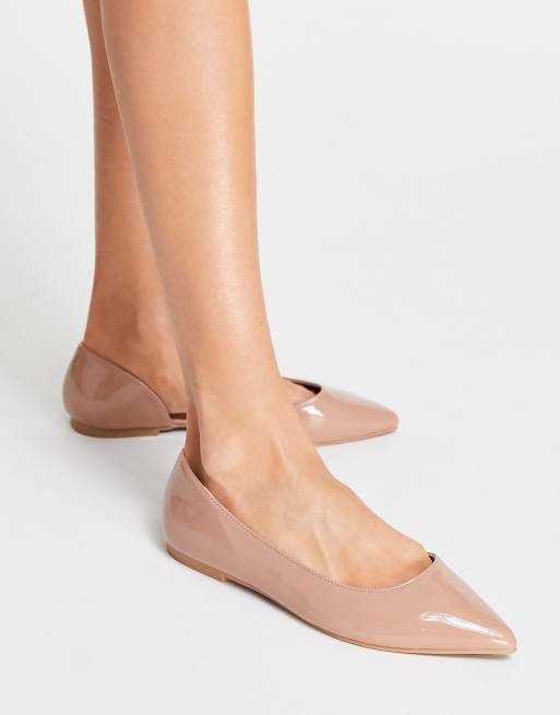 ASOS DESIGN - Virtue D'Orsay - Ballerine a punta in vernice beige a pianta larga, 3 di 4