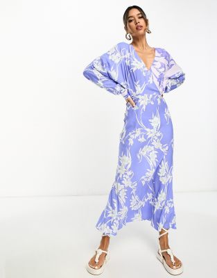 Asos design wrap front midi dress with cutout in floral print best sale