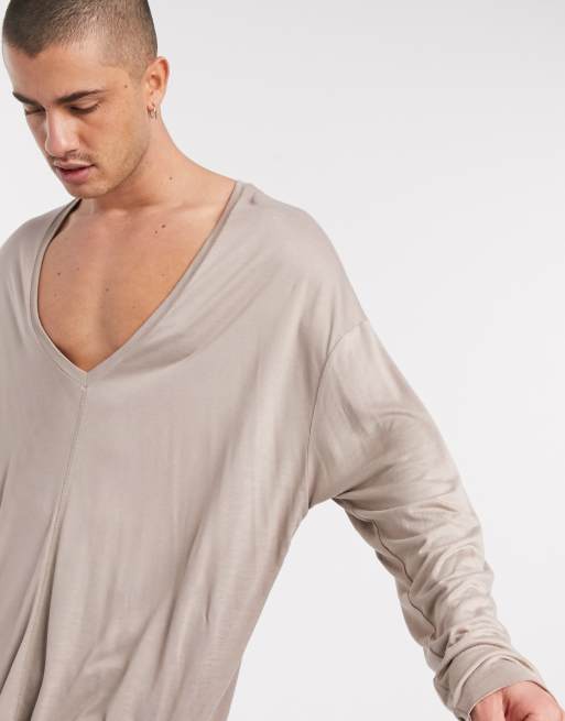 Deep v neck long sleeve shirt sale