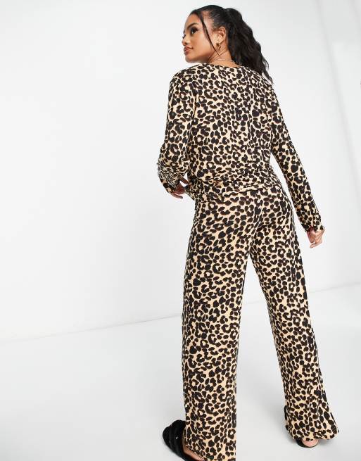 Plus Size Sets Women Leopard Long Sleeve Hooded and Pant Suit