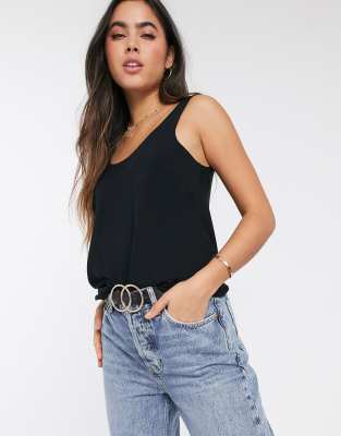 ASOS DESIGN viscose scoop neck cami top in black