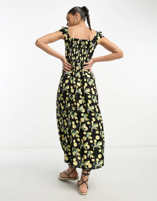 Asos lemon print outlet dress