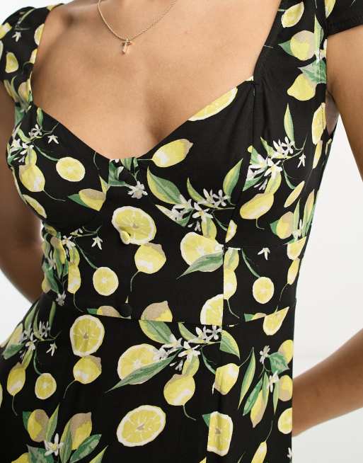 Asos lemon hot sale print dress