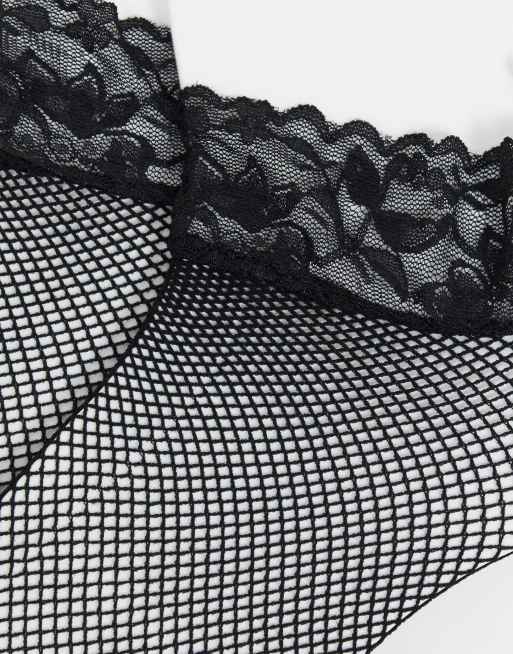 ASOS DESIGN - Visnet enkelsokken met kanten randje in zwart, 3 van 4