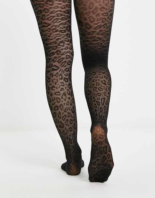 ASOS DESIGN - Visnetpanty van 30 denier met luipaardprint in zwart, 2 van 4