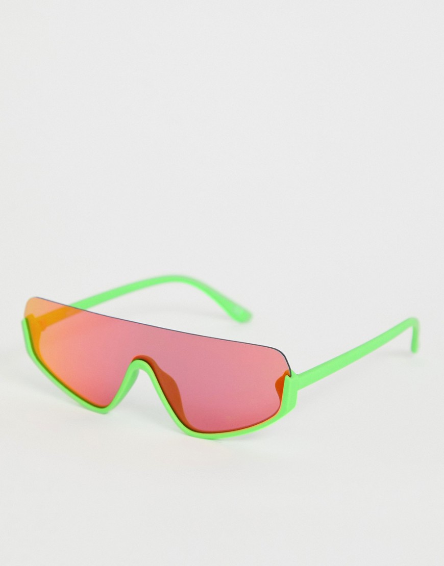 ASOS DESIGN – Visor-solglasögon med platt kant-Sandfärgad