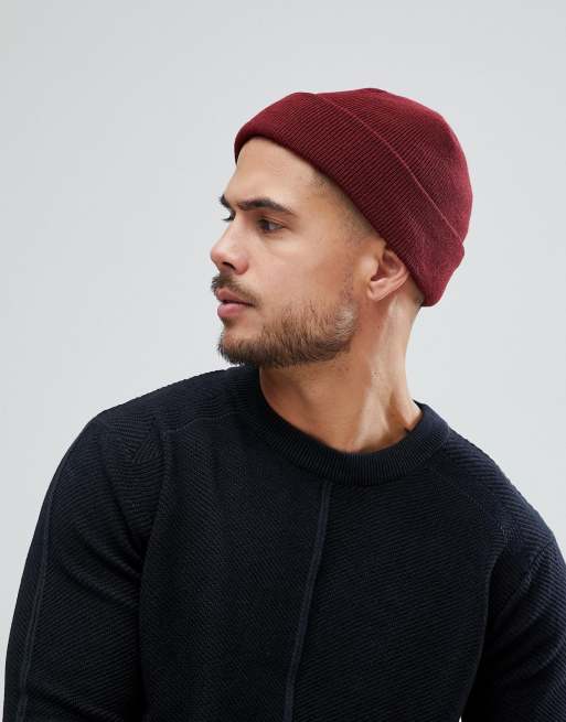 ASOS Design - Vissersbeanie in bordeauxrood