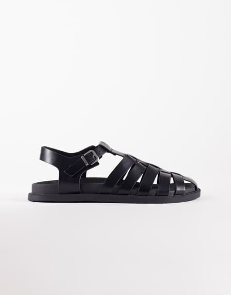 ASOS DESIGN - Visserssandalen met gesp in zwart - view 1