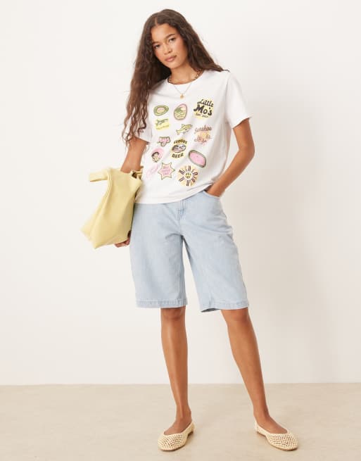 ASOS DESIGN – Vit, avslappnad och liten T-shirt med surfartryck, 2 av 4