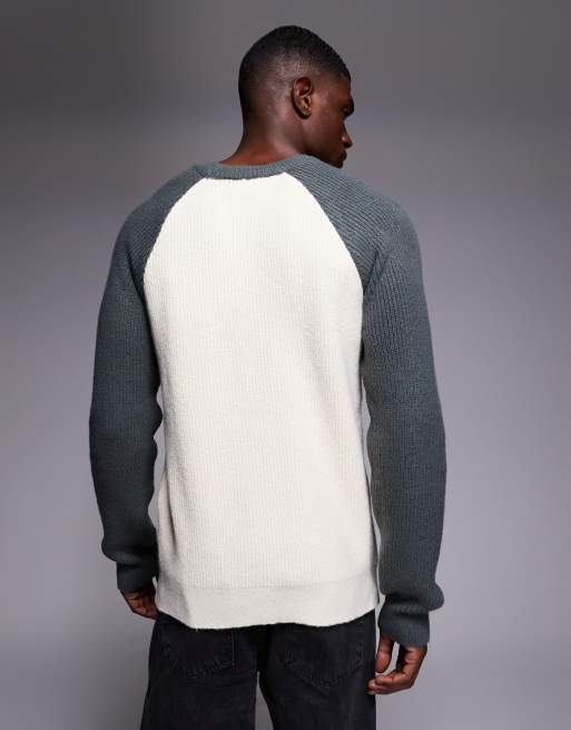ASOS DESIGN – Vit, avslappnad, stickad tröja med långa raglanärmar och rund halsringning, 3 av 5