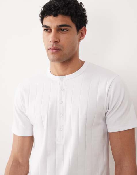 ASOS DESIGN – Vit, avslappnad t-shirt med henleykrage - view 1