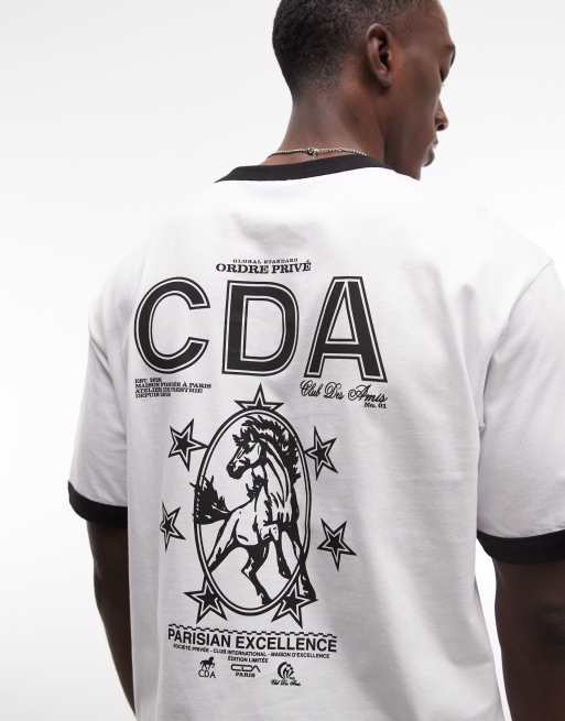 ASOS DESIGN – Vit, avslappnad t-shirt med kantrand och cowboytryck, 3 av 5