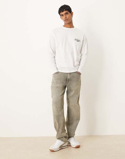 ASOS DESIGN – Vit, avslappnad t-shirt med långa ärmar och bubbligt tryck, 5 av 5
